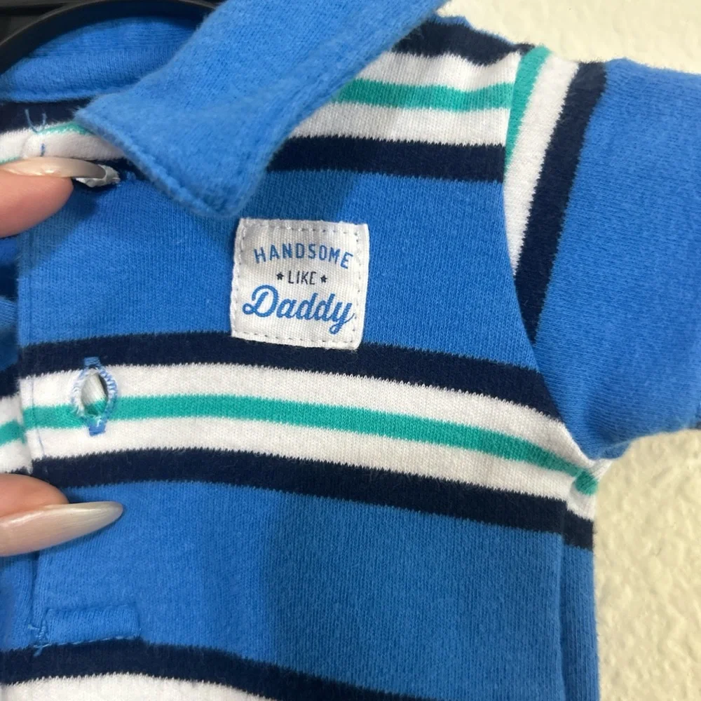Carter's Blue and White Striped Bodysuit